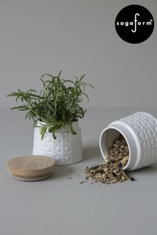 Sagaform White Jar With Oak Lid Small (A58199) | €40