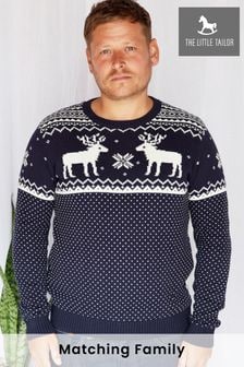 Blau - The Little Tailor Herren Weihnachtlicher Pullover mit Rentier- und Norwegermuster (A58803) | 69 €