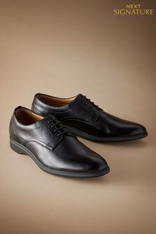 Black Signature Leather Motion Flex+ Derby Shoes (A58854) | kr810