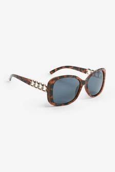 Tortoiseshell Brown Chain Arm Detail Sunglasses (A58865) | ₪ 46