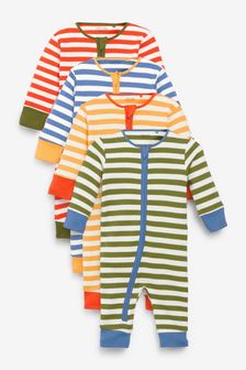 Bright Stripe Footless 4 Pack Sleepsuits (0-3yrs) (A58876) | €28 - €30