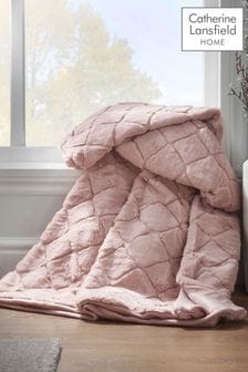Catherine Lansfield Pink Cosy Diamond So Soft Throw (A58926) | ₪ 130