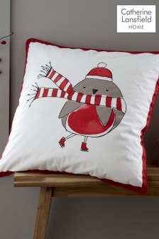 Bożonarodzeniowa poduszka dekoracyjna Catherine Lansfield z motywem drozda (A58929) | 115 zł
