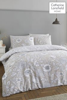 Catherine Lansfield Natural Tapestry Floral Duvet Cover and Pillowcase Set (A58939) | R294 - R588