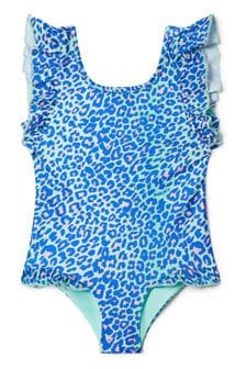 Boardies Girls Lime Green Leopard Ruffle Swimsuit (A58989) | €25