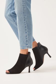 Black Forever Comfort® Material Mix Peep Toe Shoe Boots (A59107) | 21 €