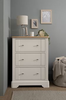 Chalk White Hampton Painted Oak Collection Luxe 3 Drawer Tall Chest of Drawers (A59182) | €800