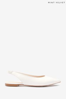 Mint Velvet Emmy White Pointed Flat Shoes (A59539) | ₪ 461