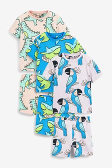 Neonblau/Grün mit Tiermotiven - Kurze Pyjamas, 3er-Pack (9 Monate bis 12 Jahre) (A59541) | 28 € - 39 €