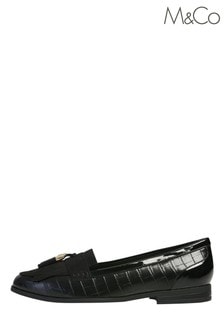 M&Co Croc Black Ballerina Shoes with Tassels (A59675) | 18 €