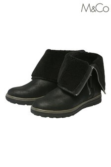 M&Co Black Fold Over Ankle Boots