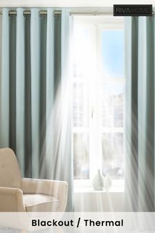 Riva Home Duck Egg Blue Twilight Thermal Blackout Eyelet Curtains (A59917) | €95