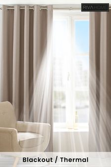 Riva Home Natural Beige Twilight Thermal Blackout Eyelet Curtains (A60001) | 89 €