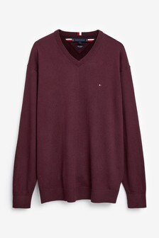 Tommy Hilfiger Red Big And Tall Pima Cotton Cashmere V-Neck Sweater (A60111) | KRW197,100
