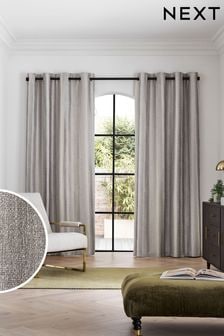 Silver Grey Metallic Stripe Eyelet Lined Curtains (A60140) | $112 - $289