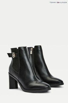 Tommy Hilfiger Black Th Hardware High Heeled Boots (A60398) | $280