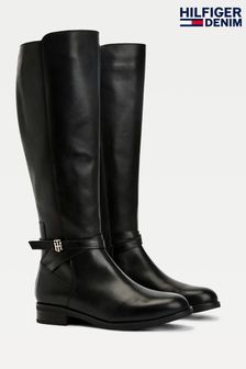 Tommy Hilfiger Black Th Hardware Knee Boots (A60404) | ₪ 684