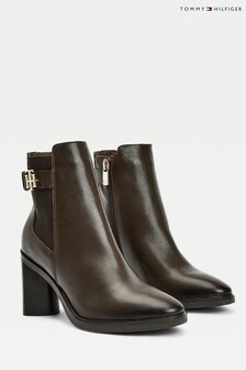Tommy Hilfiger Brown Hardware High Heeled Boots (A60436) | $280