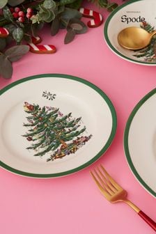 Spode Set of 4 White Christmas Tree Plates 20cm (A60542) | €79