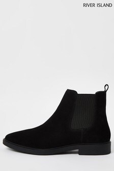 River Island Black Suede Gusset Chelsea Boots (A60546) | ₪ 147