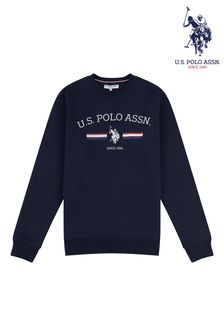 U.S. Polo Assn. Mens Blue Stripe Rider Crew Sweatshirt (A60903) | 74 €