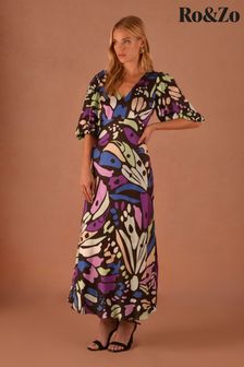 Ro&Zo Purple Evora Butterfly Print Bias Midi Dress (A61119) | 173 €