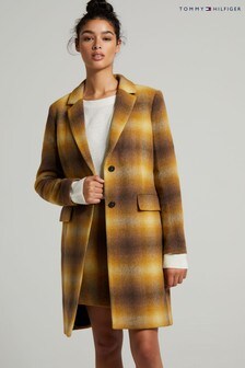 Tommy Hilfiger Yellow Wool Blend Check Coat (A61207) | ₪ 1,043