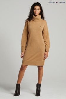 Vestido a media pierna de lana suave en marrón de Tommy Hilfiger (A61210) | 197 €