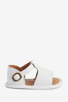 White Leather Pram Sandals (0-24mths) (A61355) | CHF 16