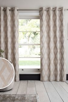 Natural Overscale Metallic Geo Eyelet Curtains (A61393) | €29 - €73