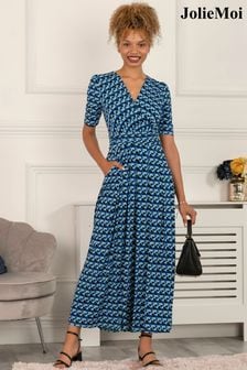 Jolie Moi藍色Georgia幾何圖案平織長洋裝 (A61419) | NT$3,970