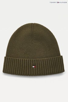 Tommy Hilfiger Mens Green Pima Cotton Beanie (A61569) | TRY 518