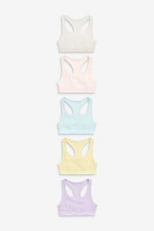Multi Pastel 5 Pack Racer Back Crop Tops (5-16yrs) (A61644) | €20 - €25