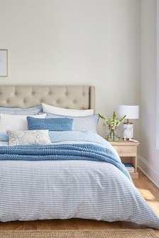 Katie Piper Blue Cotton Be Still Check Duvet Cover And Pillowcase Set (A61707) | $99 - $198