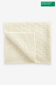 Benetton White Knitted Blanket