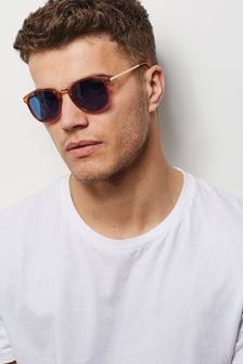 Brown/Navy Blue Round Sunglasses (A61759) | kr164
