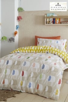 Бежевый постельный комплект со слониками Pineapple Minbu