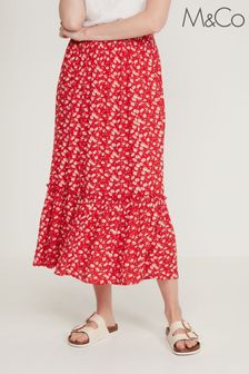 M&Co Red Crinkle Tier Midi Skirt (A61836) | 16 €