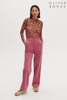 Oliver Bonas Pink Corduroy Wide Leg Trousers (A61953) | €37