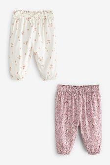 Rosa/bianco floreale - Confezione da 2 pantaloni morbidi per neonati (A61958) | €21 - €24