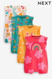 Bright Rainbow Print Baby Rompers 4 Pack (A61988) | €27 - €32