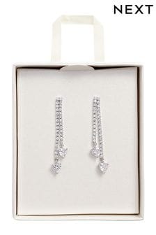 Silver Tone Crystal Drop Earrings (A62262) | $19
