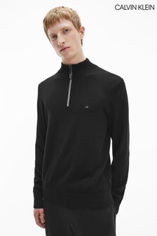 Calvin Klein Black Wool Quarter Zip Jumper (A62494) | $181