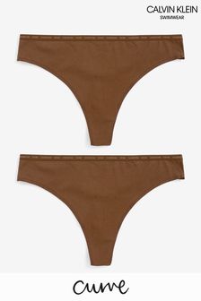 Светло-коричневый - Набор из 2 хлопковых стрингов Calvin Klein CK One Plus (A62552) | €8