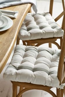 Set of 2 Malvern Stripe Cotton Linen Blend Seat Pads (A62621) | $70