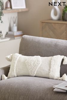 Natural Natural White Tufted Geo Oblong Cushion (A62888) | €26