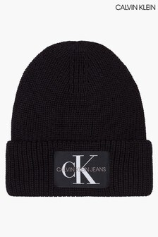 Черная вязаная шапка с монограммой Calvin Klein (A62929) | 25 520 тг