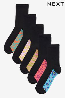 Bright Animal Print Patterned Footbed Ankle Socks 5 Pack (A62988) | €15.50