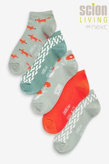 Green Scion at Next Poppy Print Trainer Socks 5 Pack (A62992) | €7