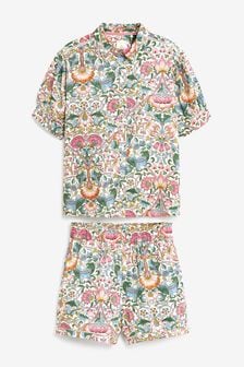 Pink Floral Morris Co. At Next Woven Pyjama Short Set (A63465) | €22